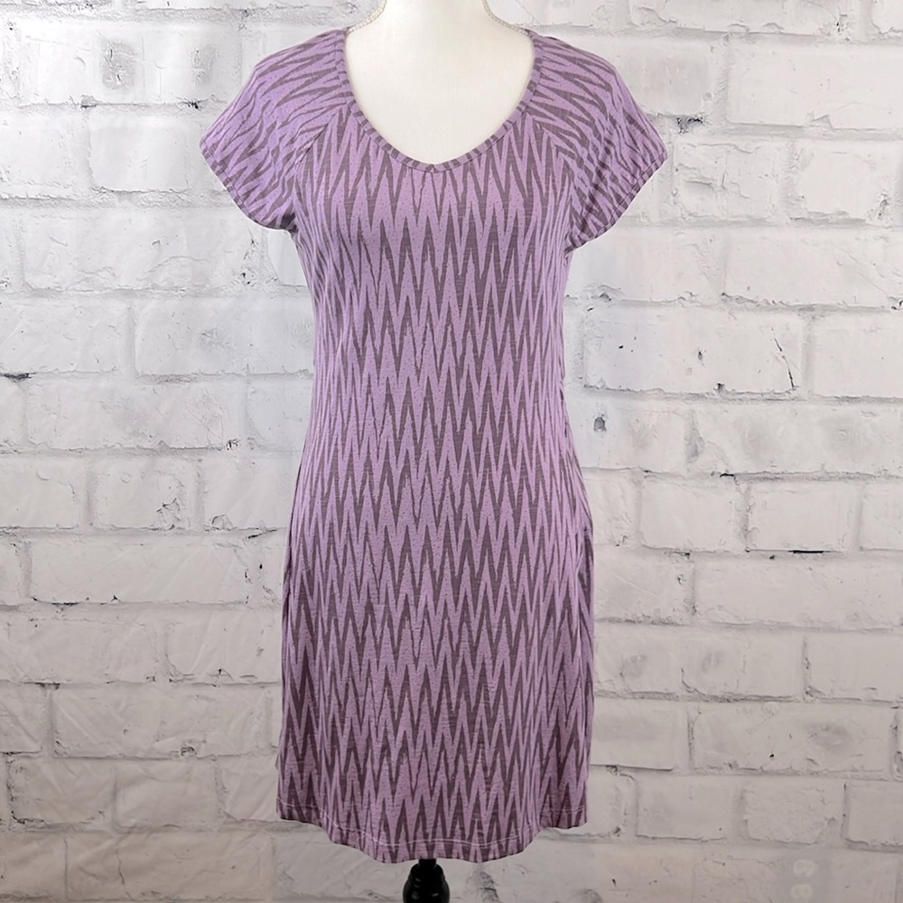 Ascend Midi Short Sleeve Scoop/Wide V-Neck Purple Dress